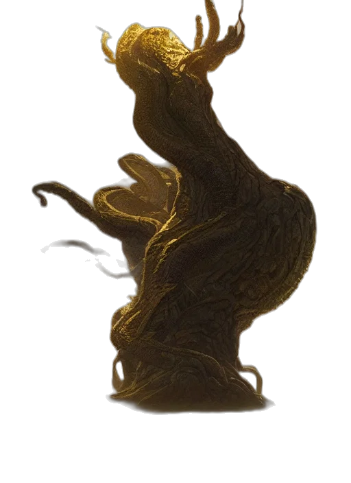 hair, crown, creature, dragon, 3d render, concept art, photorealistic, golden transparent PNG cut-out