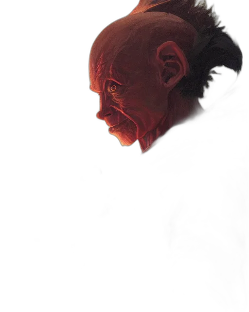 face, mask, creature, staff, concept art, comic book art, photorealistic, watercolor transparent PNG cut-out