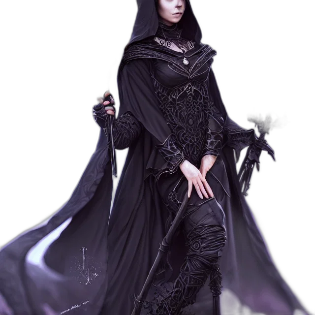 dress, creature, mask, staff, fantasy art, concept art, photorealistic, 3d render transparent PNG cut-out