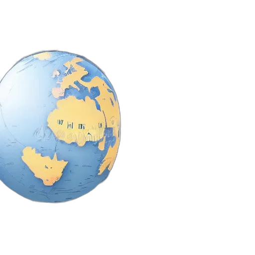 vector, globe, illustration, famous, touristic, landmarks, render, model transparent PNG cut-out