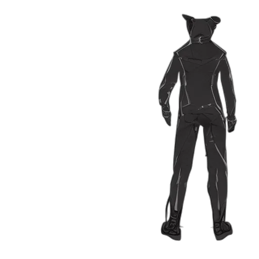jacket, mask, creature, animal, concept art, 3d render, monochrome, dark transparent PNG cut-out