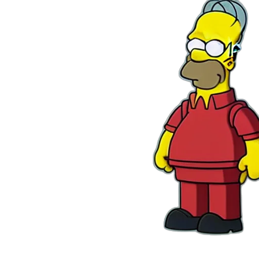 jacket, hat, staff, concept art, cartoon, 3d render, homer, simpson transparent PNG cut-out
