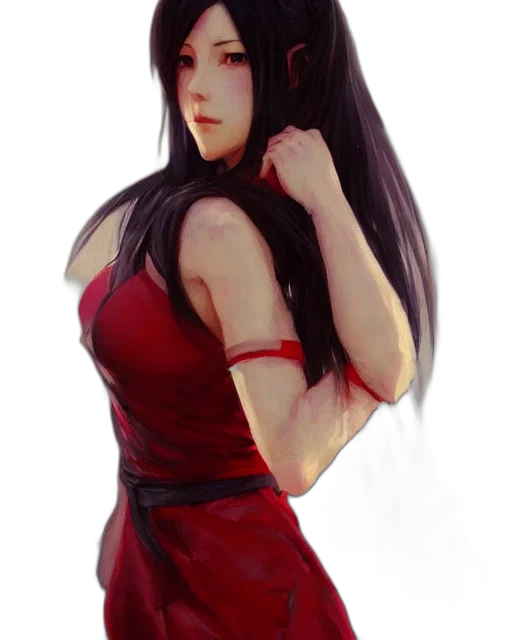 dress, staff, face, fantasy art, concept art, photorealistic, anime, red transparent PNG cut-out