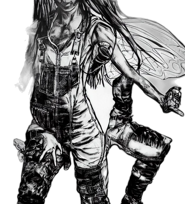 weapon, comic book art, concept art, fantasy art, cyberpunk, monochrome, full, body transparent PNG cut-out