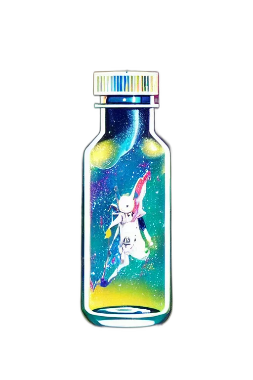 bottle, animal, dress, creature, vaporwave, watercolor, concept art, pixel art transparent PNG cut-out