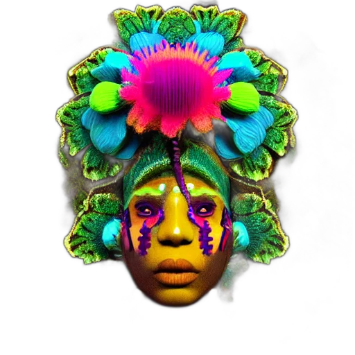 mask, crown, flower, face, photorealistic, 3d render, concept art, fantasy art transparent PNG cut-out