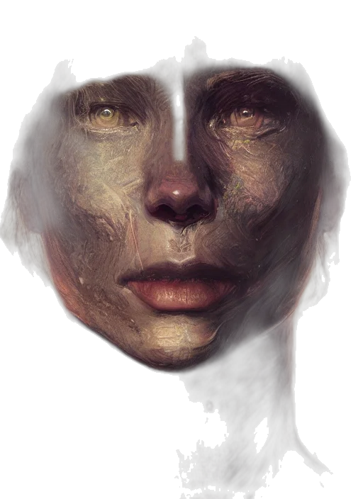 mask, face, robot, creature, photorealistic, concept art, fantasy art, watercolor transparent PNG cut-out