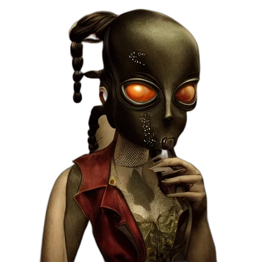 mask, robot, face, creature, concept art, cyberpunk, fantasy art, comic book art transparent PNG cut-out