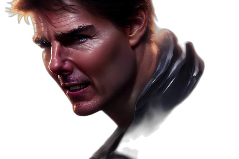 face, photorealistic, concept art, comic book art, fantasy art, tom, cruise, happy transparent PNG cut-out