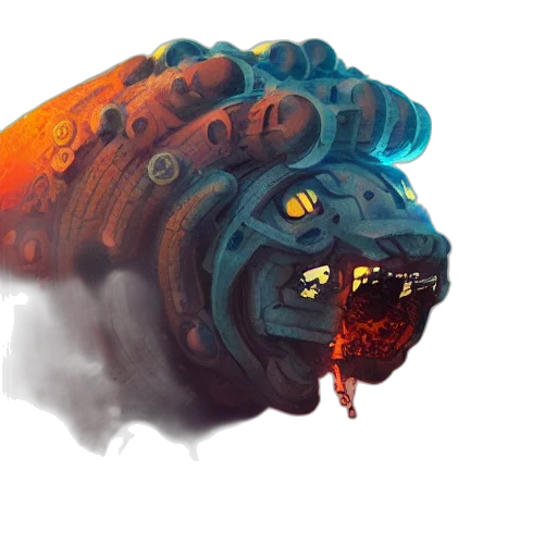 dragon, creature, mask, weapon, concept art, fantasy art, 3d render, photorealistic transparent PNG cut-out