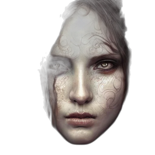 face, mask, creature, robot, fantasy art, concept art, photorealistic, 3d render transparent PNG cut-out