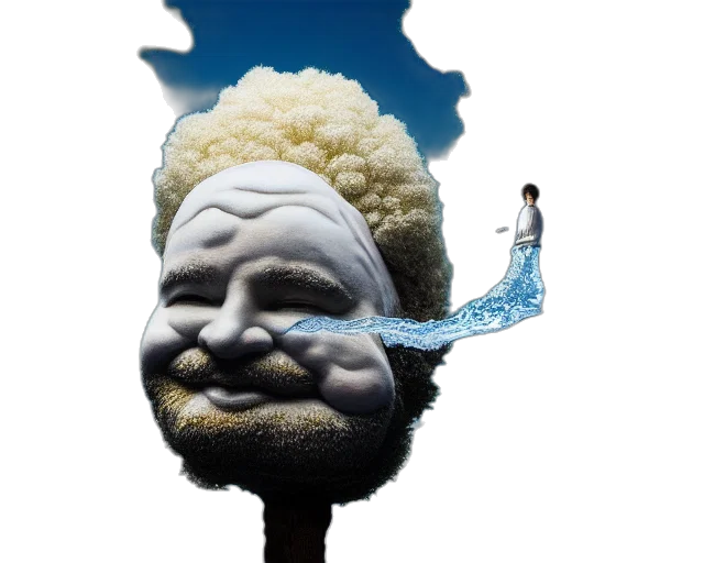 hair, face, crown, mask, photorealistic, concept art, vaporwave, 3d render transparent PNG cut-out