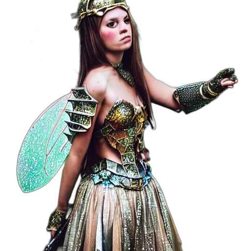 fantasy art, concept art, pixel art, 3d render, photo, beautiful, fairy, warrior transparent PNG cut-out