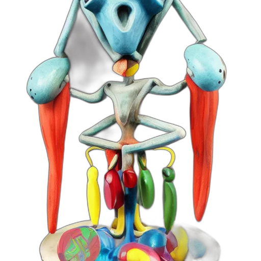 robot, staff, jewelry, umbrella, 3d render, concept art, cartoon, outer space transparent PNG cut-out
