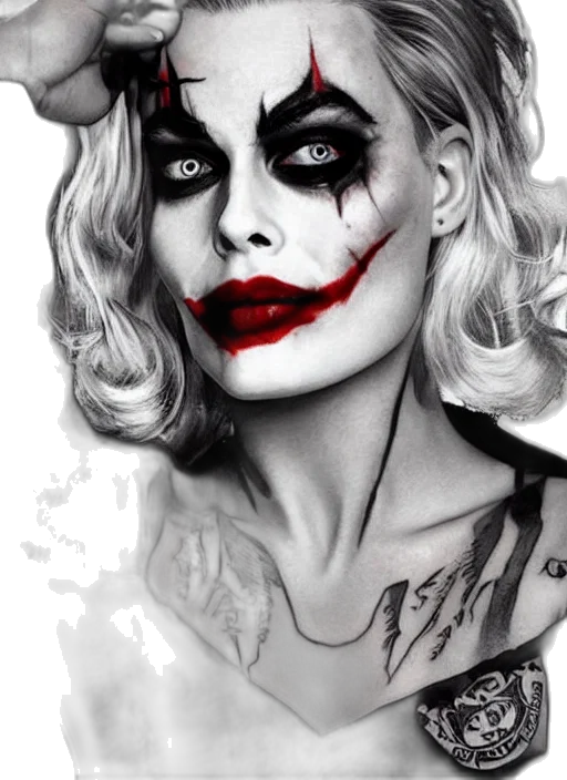 face, comic book art, photorealistic, cartoon, concept art, tattoo, design, margot transparent PNG cut-out