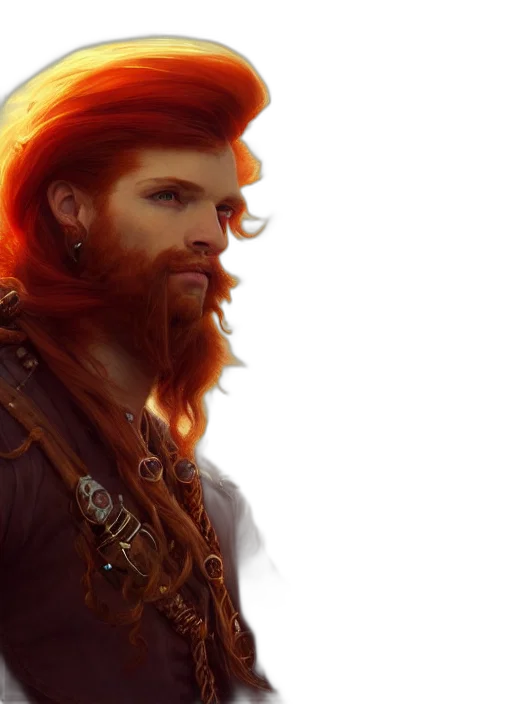 hair, fantasy art, concept art, photorealistic, 3d render, red, portrait, painting transparent PNG cut-out