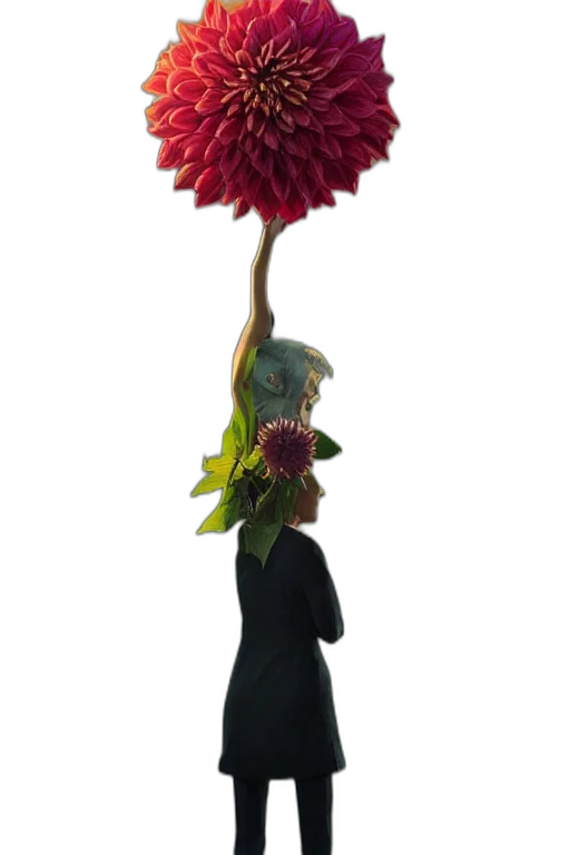 flower, umbrella, staff, crown, 3d render, concept art, photorealistic, closeup transparent PNG cut-out