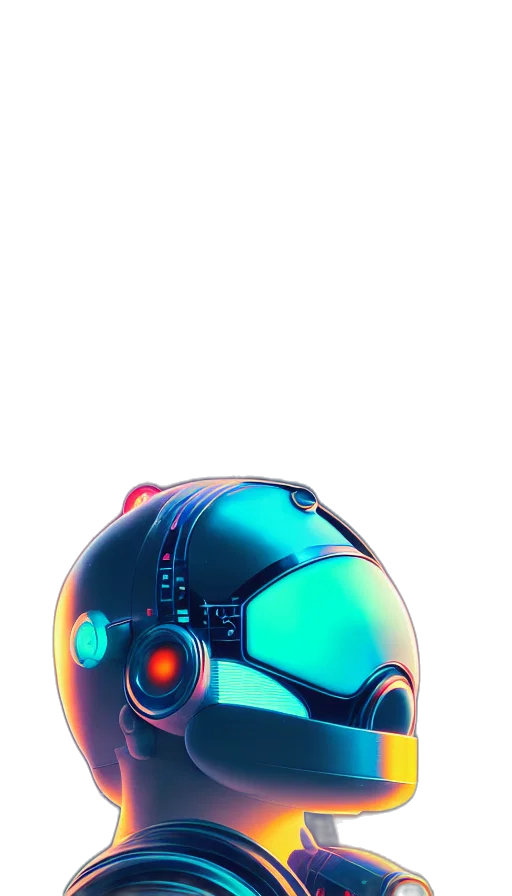 robot, mask, weapon, bottle, cyberpunk, 3d render, vaporwave, concept art transparent PNG cut-out