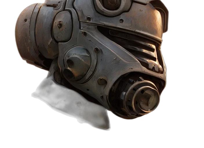 mask, weapon, robot, face, concept art, 3d render, photorealistic, highly transparent PNG cut-out