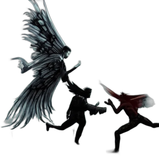 concept art, fantasy art, comic book art, pixel art, fight, between, angel, demon transparent PNG cut-out