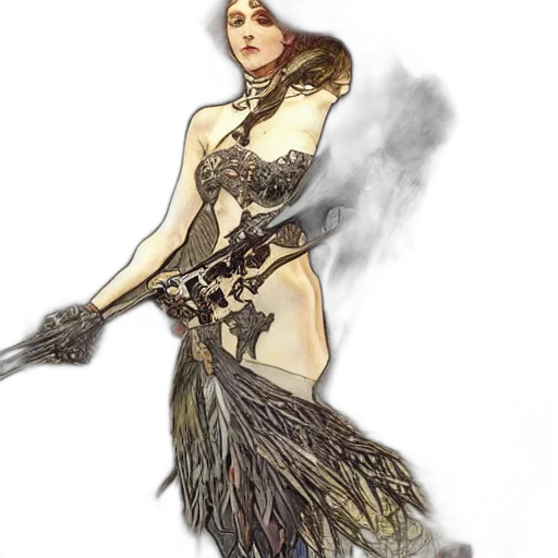 dress, staff, weapon, fantasy art transparent PNG cut-out