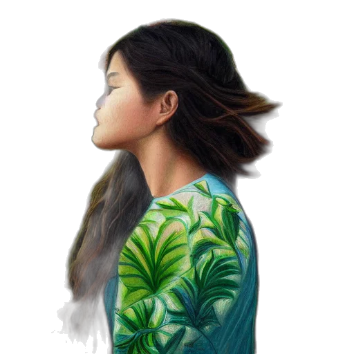 dress, hair, jacket, face, photorealistic, watercolor, oil painting, concept art transparent PNG cut-out