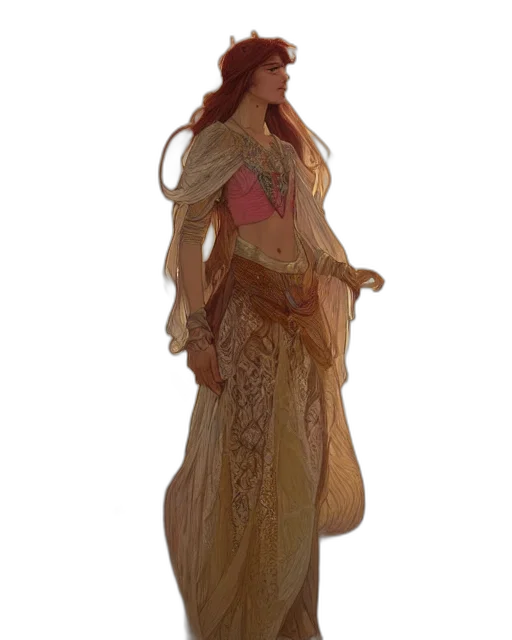 dress, staff, jewelry, 3d render, concept art, fantasy art, photorealistic, underwater transparent PNG cut-out