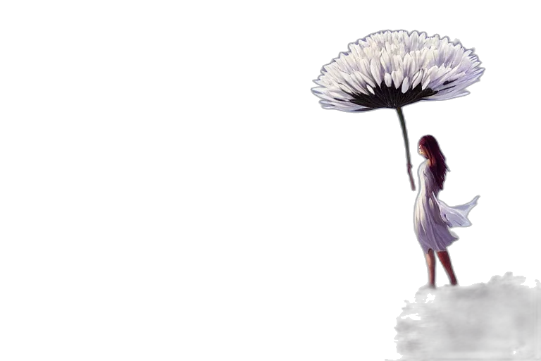 umbrella, dress, flower, staff, photorealistic, concept art, 3d render, fantasy art transparent PNG cut-out