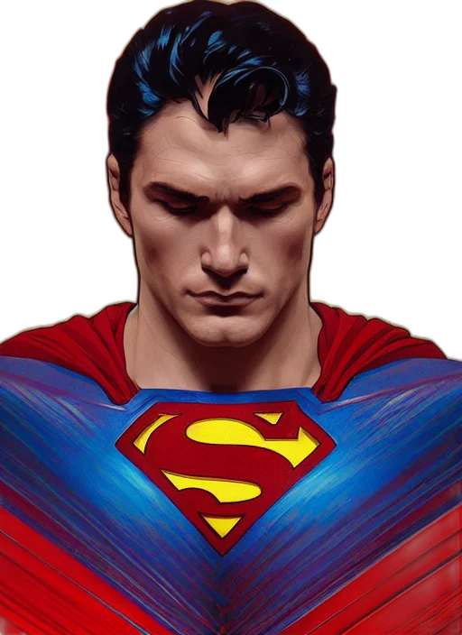 face, comic book art, photorealistic, concept art, fantasy art, symmetry, portrait, superman transparent PNG cut-out
