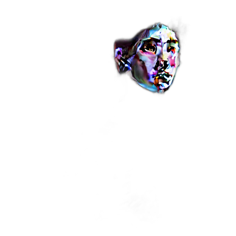 mask, face, robot, jewelry, vaporwave, pixel art, 3d render, photorealistic transparent PNG cut-out