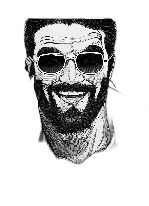face, jacket, mask, pencil sketch transparent PNG cut-out
