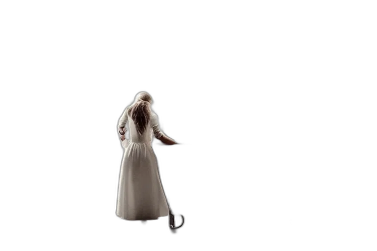 dress, staff, hair, creature transparent PNG cut-out