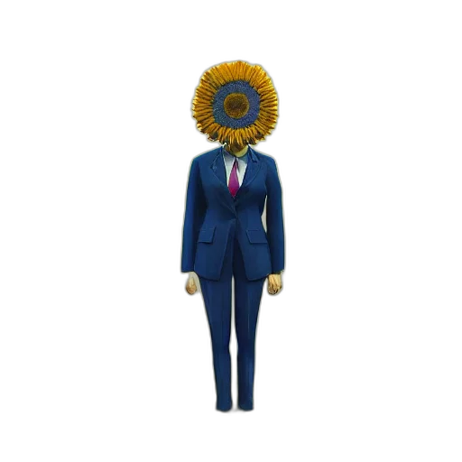 staff, jacket, hat, umbrella, 3d render, giant, daisy, flower transparent PNG cut-out