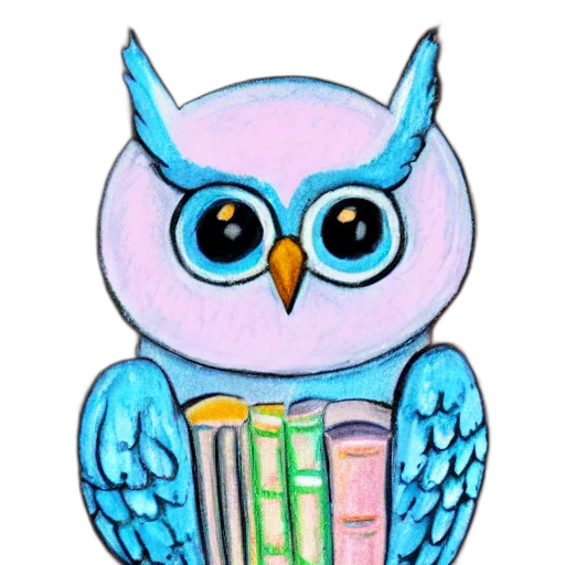 watercolor, cartoon, comic book art, pixel art, cute, pastel, owl, holding transparent PNG cut-out