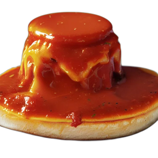food, crown, hat, 3d render, photorealistic, chili, cheese, fois transparent PNG cut-out