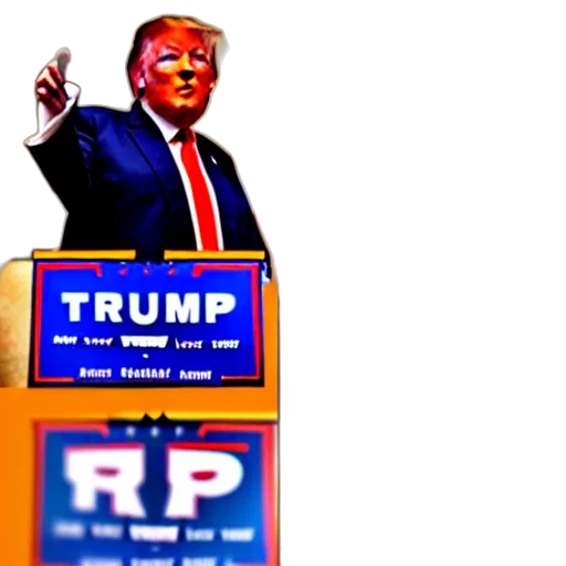 weapon, pixel art, 3d render, concept art, vaporwave, donald, trump, orange transparent PNG cut-out