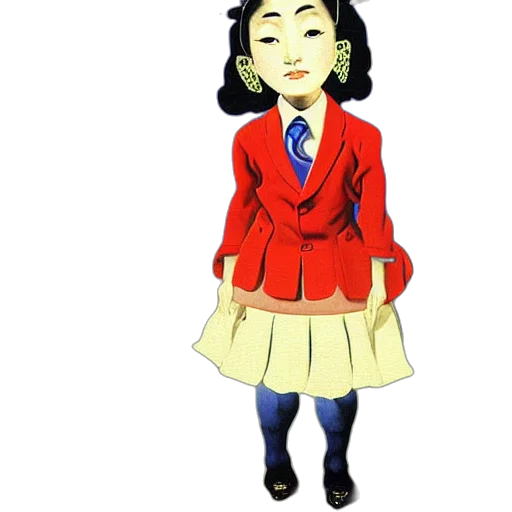 jacket, staff, dress, cartoon, anime, concept art, 3d render, clothed transparent PNG cut-out