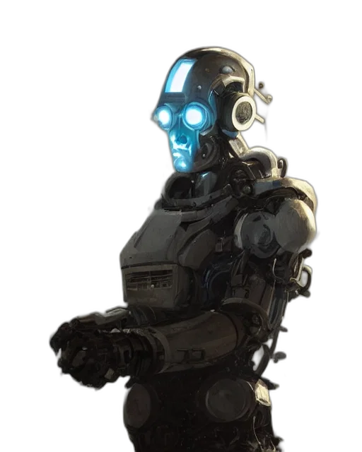 robot, concept art, cyberpunk, 3d render transparent PNG cut-out