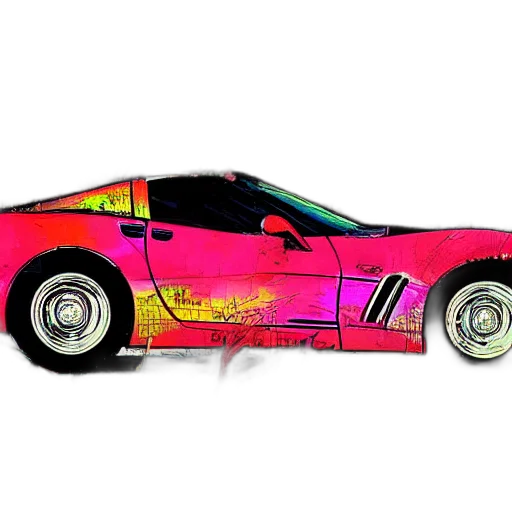 car, weapon, 3d render, vaporwave transparent PNG cut-out