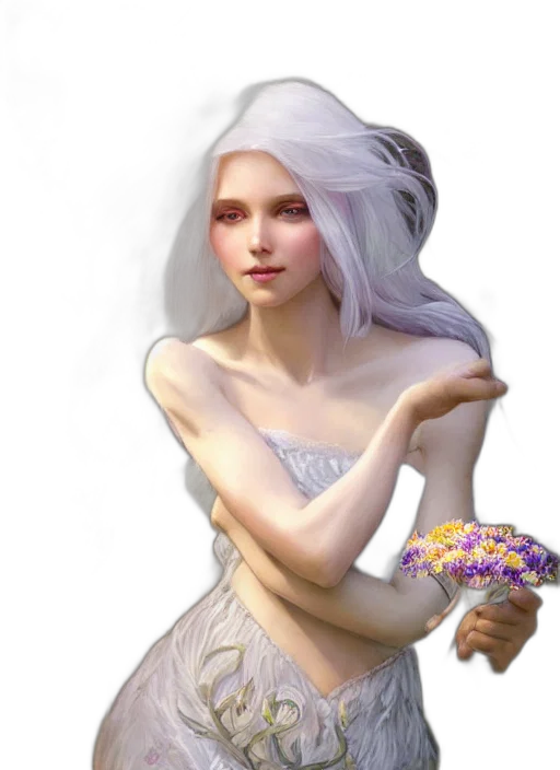 dress, jewelry, flower, face transparent PNG cut-out