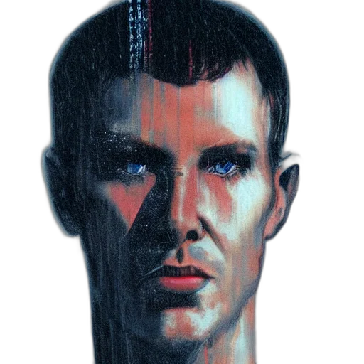 robot, face, cyberpunk, photorealistic, concept art, oil painting, outer space, blue transparent PNG cut-out