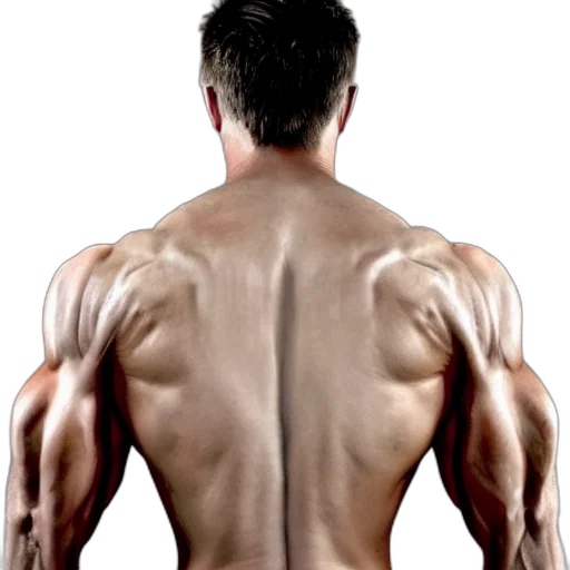 photorealistic, 3d render, very, big, latissimus, dorsi, muscle transparent PNG cut-out