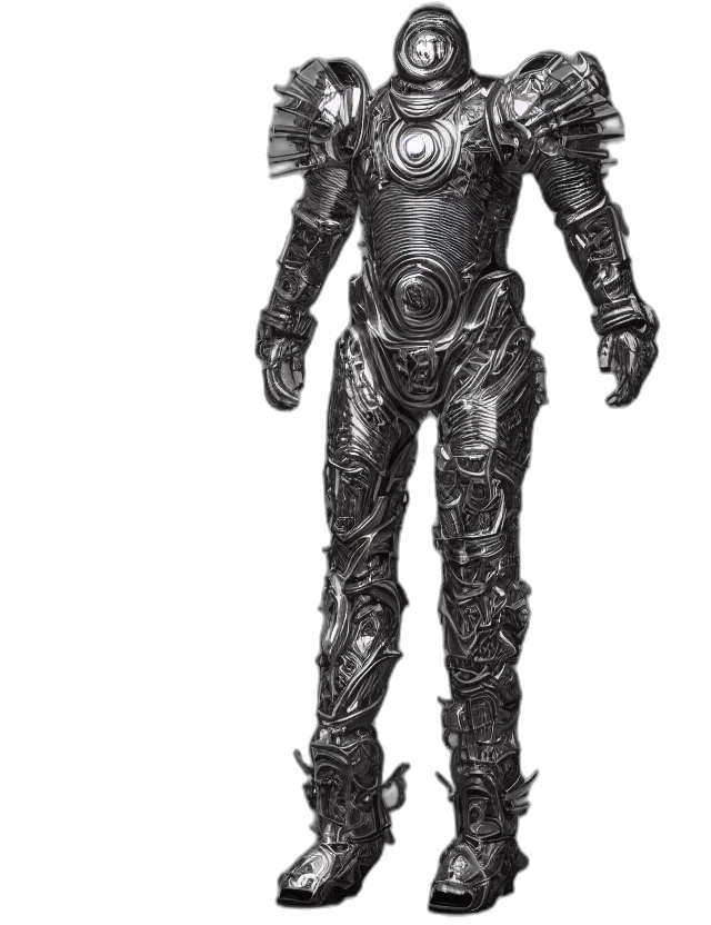robot, staff, mask, creature, concept art, comic book art, 3d render, pencil sketch transparent PNG cut-out