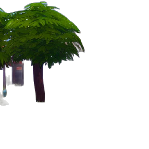 tree, umbrella, hat, creature, 3d render, concept art, vaporwave, photorealistic transparent PNG cut-out