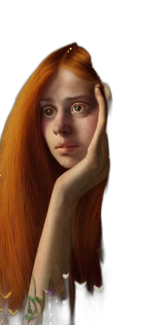hair, face, dress, mask, photorealistic, concept art, fantasy art, 3d render transparent PNG cut-out