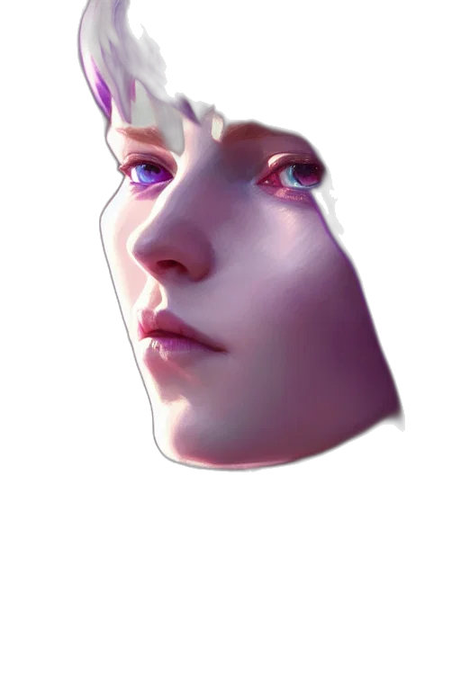 face, mask, robot, creature, photorealistic, 3d render, concept art, vaporwave transparent PNG cut-out