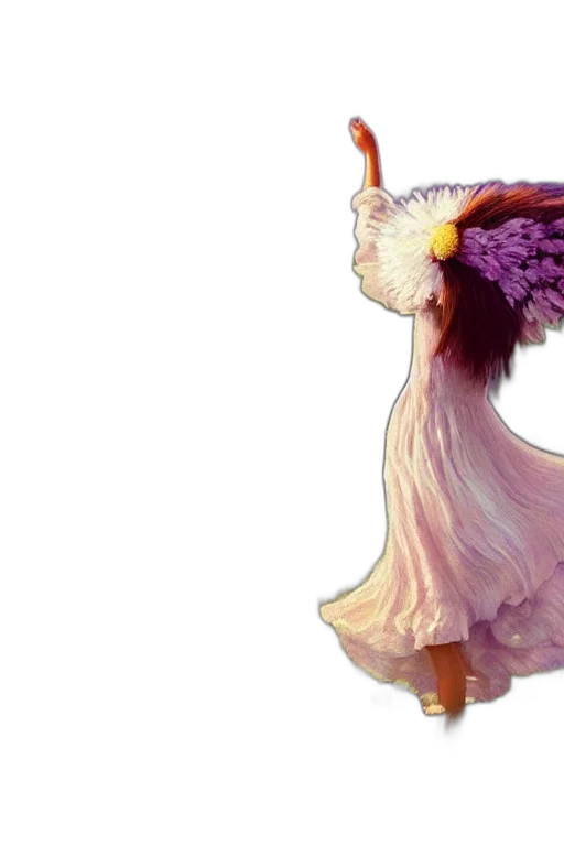 dress, flower, crown, staff, concept art, fantasy art, photorealistic, 3d render transparent PNG cut-out
