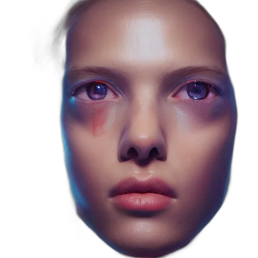face, robot, mask, creature, 3d render, photorealistic, concept art, cyberpunk transparent PNG cut-out
