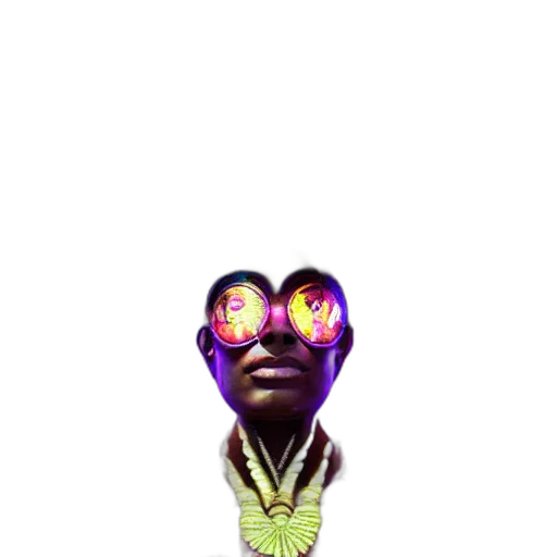 jewelry, staff, creature, face, concept art, pixel art, 3d render, vaporwave transparent PNG cut-out