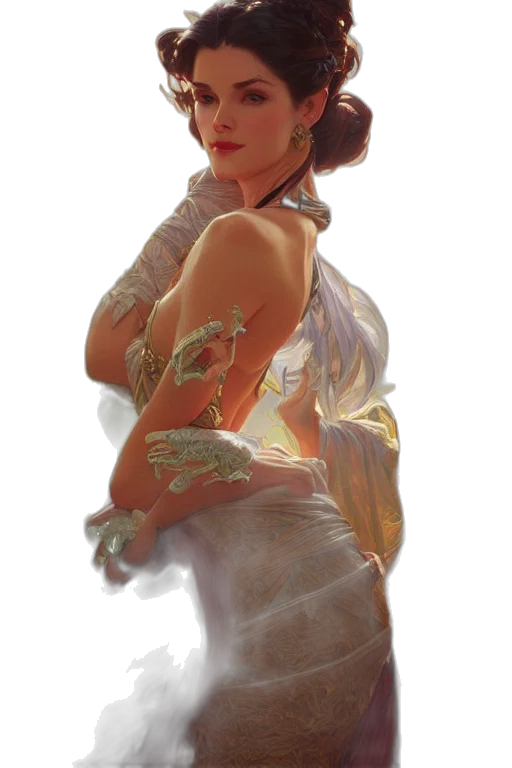 dress, jewelry, staff, crown transparent PNG cut-out